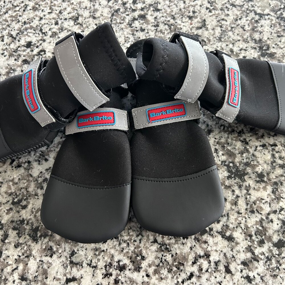 Set of 4 Bark Brite Dog Shoes with Rubber Soles Black Size XL